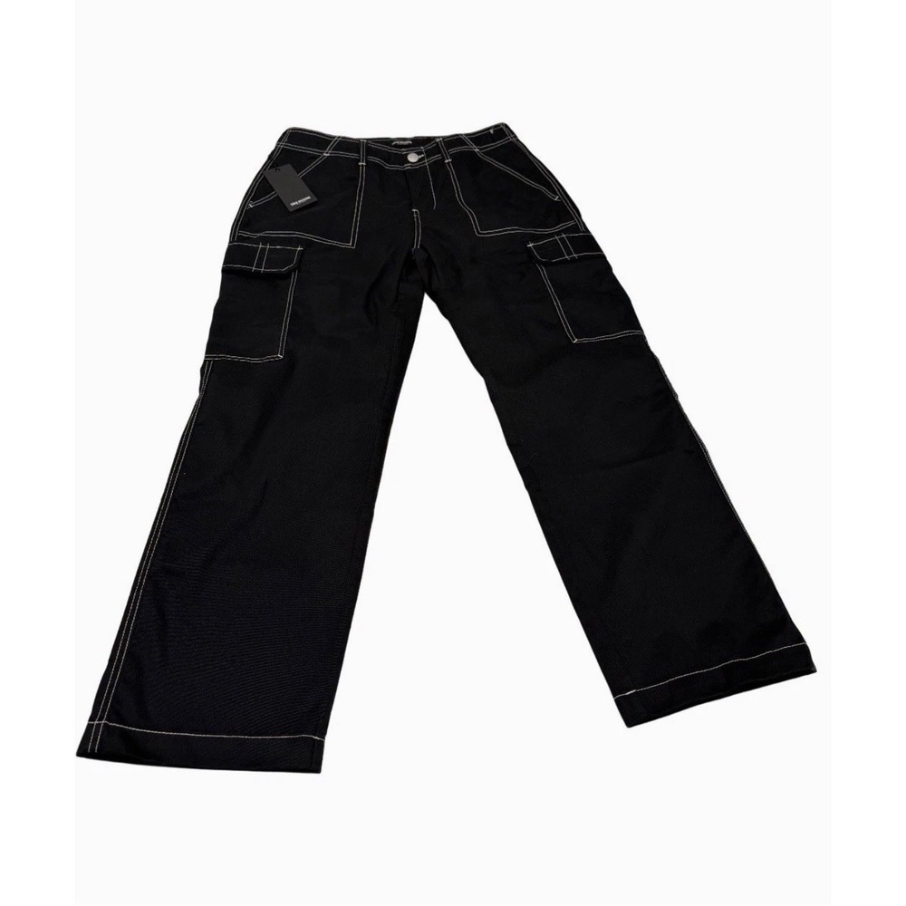 True Religion Mens Bobby Baggy Cargo Jet Black Pants Size 36 NWT